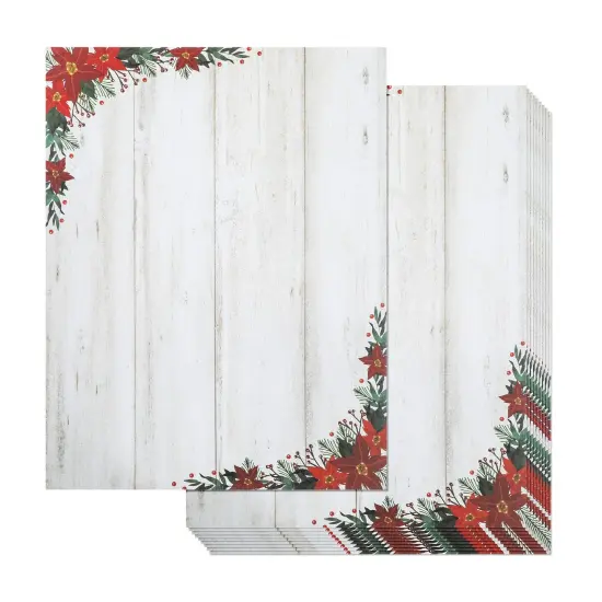 Pipilo Press 100 Sheets Poinsettia Flower Christmas Stationery Paper for Writing Letters, 8.5x11 Printer Friendly Festive Holiday Stationary to Make Personalized Greetings for Friends and Family Multicolor {1}