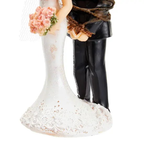 Funny Wedding Cake Topper, Bride Tied Up Groom Couple Figurine Decorations (2.6 x 4.6 x 2.3 In) Multicolor {6}