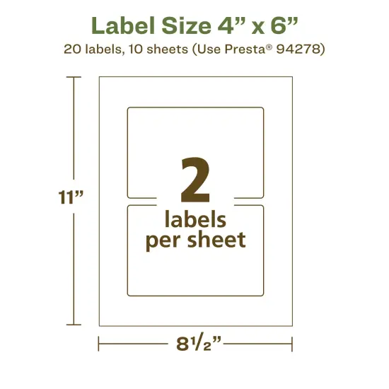 Avery Recycled Matte White Labels,4" x 6" Rectangle {5}