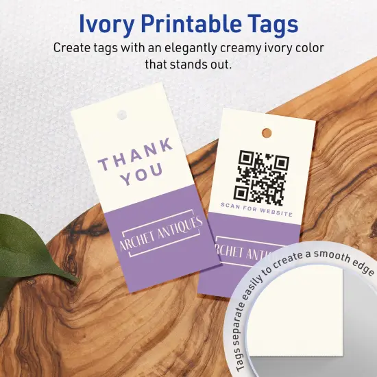 Avery Printable Rectangle Price Tags, Sure Feed Technology, 1-1/2" x 3", Matte Ivory Cardstock, Print-to-The-Edge, Laser/Inkjet Printable, 100 Total {3}