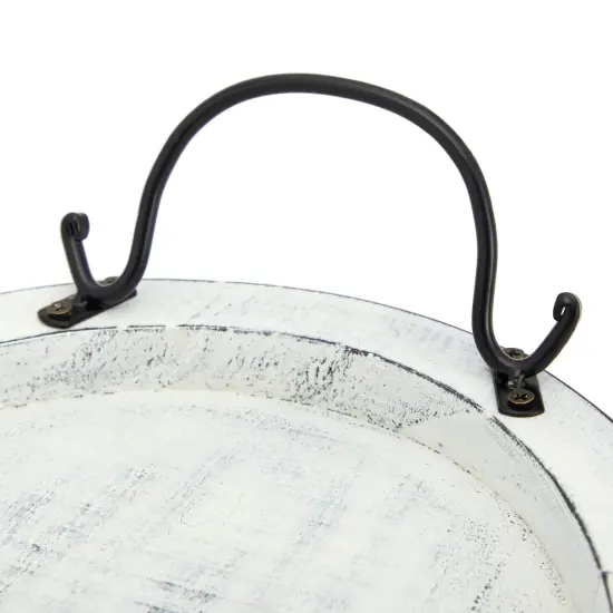 Farmlyn Creek Oval Wooden Serving Tray with Handles, Decorative Platter for Coffee Table, Living Room (16 x 11 x 2 In) White {5}