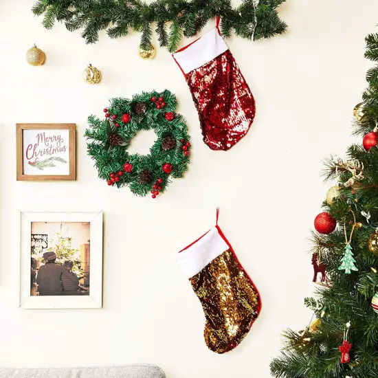 Christmas Wreath for Front Door, Indoor Outdoor Holiday Decorations (12 in) Green {3}