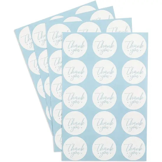 60 Pack Baby Shower Thank You Cards with Blue Envelopes for Boy, 4x6 inch with Clothesline Design and Includes 60 Cute Stickers for Appreciation {7}