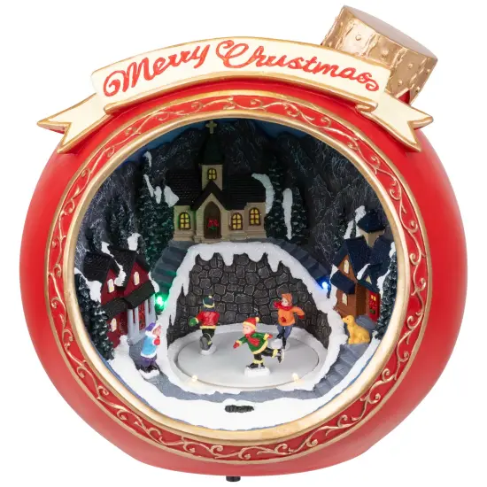 Northlight LED Lighted and Musical Christmas Village Scene in Ornament - 10.75" Red {4}