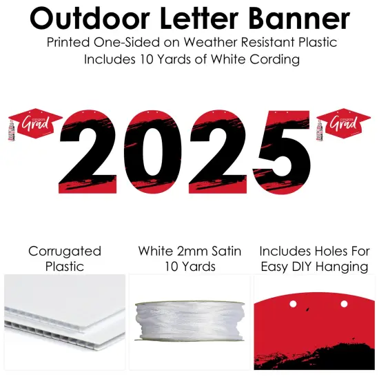 Big Dot of Happiness Red Grad - Best is Yet to Come - Large Red Graduation Party Decorations - 2025 - Outdoor Letter Banner {6}