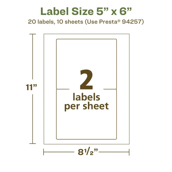 Avery Recycled Matte White Labels,5" x 6" Rectangle {5}