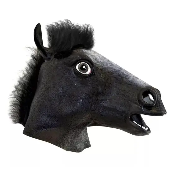 Black Horse Head Mask Costume Accessory {1}