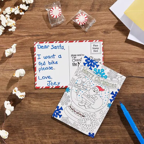 36 Pack Blank 4x6 inch Christmas Postcards for Kids Coloring, Crafts, Xmas, Holiday Fun with Family and Friends Letter to Santa, Write Personalized Wishlist Note Cards to Santa Mailbox White {3}