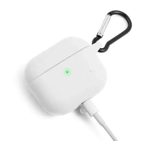 Insten Silicone Case Compatible with Airpods 3 3rd Gen 2021 Earbuds Protective Cover, Front LED Visible, with Carrying Keychain for Girls Women Boys Men, White {6}