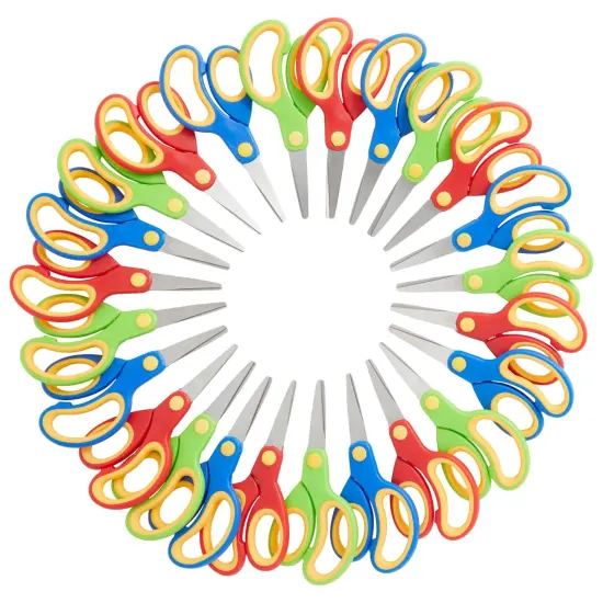 Juvale 24 Pack Blunt Tip Scissors for Kids Ages 3-14 - Classroom Bulk Pack for Crafts, Student DIY Art Projects, School Supplies - Multicolor (5 Inch) {1}