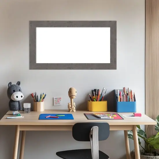 Rustic Plank Narrow Framed Dry Erase Magnetic Board Grey {5}