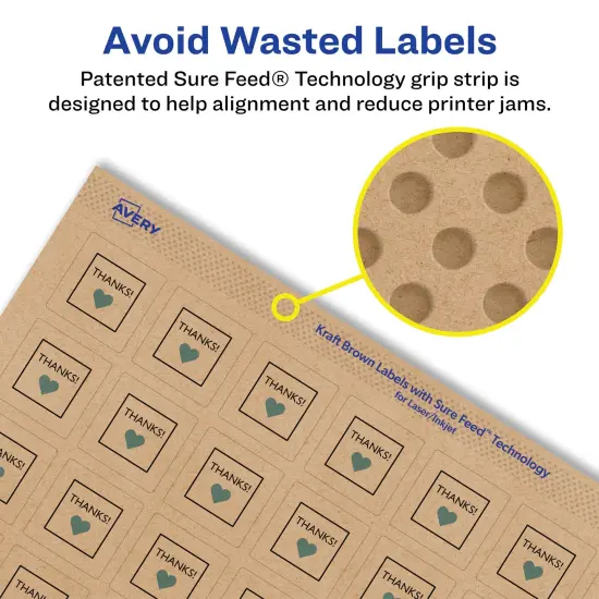 Avery Kraft Brown Square Labels with Sure Feed, 1" x 1" {4}
