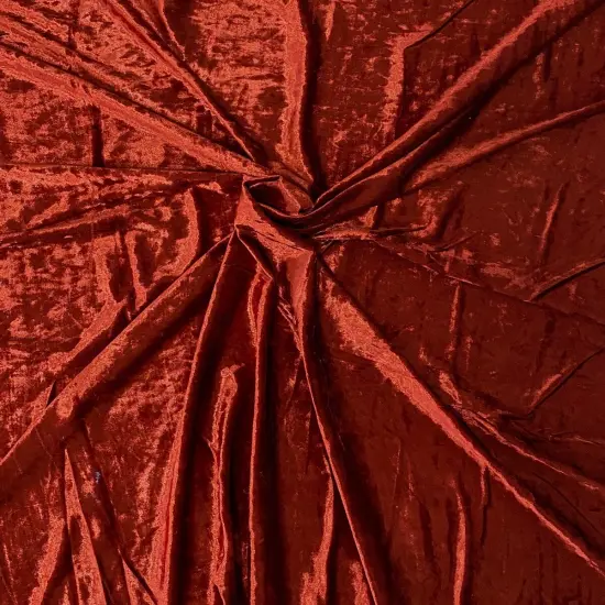 1 Yard Crushed Stretch Velvet Fabric for Apparel Costumes Leggings Tops 60" Width Rust Red {1}
