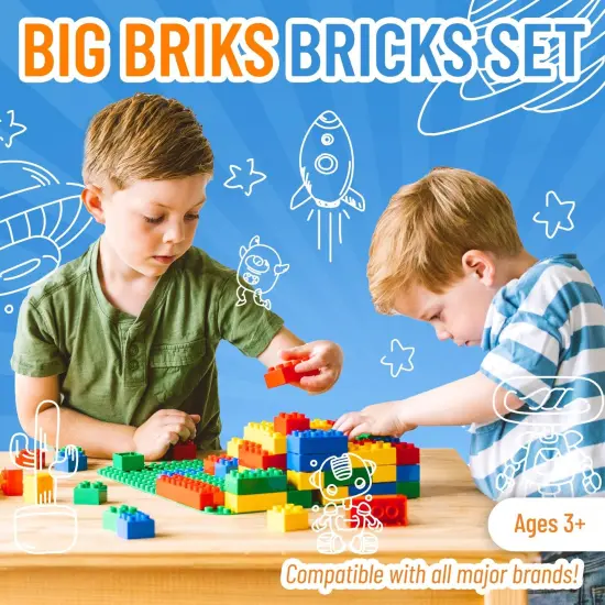 Strictly Briks Toy Large Building Blocks For Kids and Toddlers, Big Bricks Set For Ages 3-14, 100% Compatible with All Major Brands, Blue, Green, Red, and Yellow, 204 Pieces Multicolor {2}