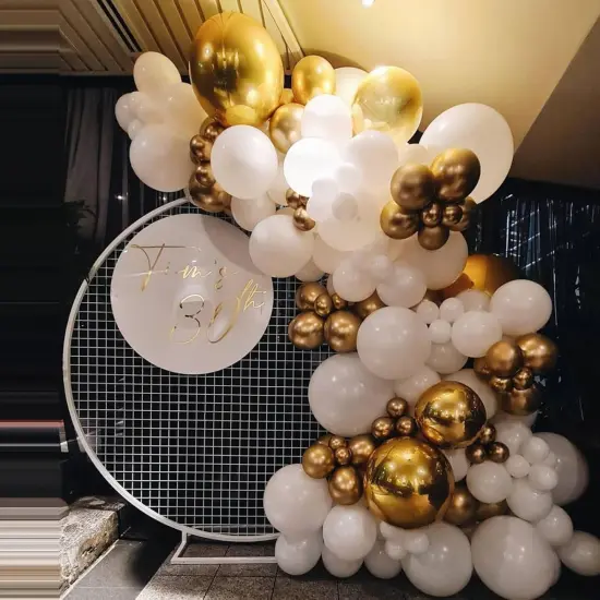 White and Gold Latex Balloons, 67pcs 12 Inch Metallic Gold and White Party {2}