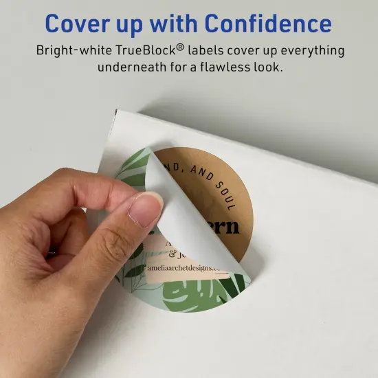 Avery TrueBlock Matte White Paper Labels,2-1/2" diameter Round {3}