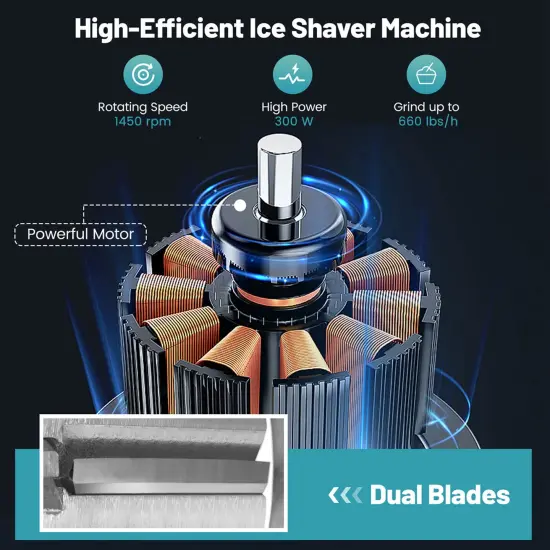 Costway 660LBS/H Commercial Ice Crusher with Dual Blades Safety On/Off Switch for Home Black/Red/White/Gray {6}