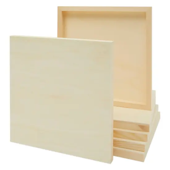 6 Pack Unfinished Square Wood Panels for Painting, 12x12 Wooden Canvas Boards for Crafts Brown {1}