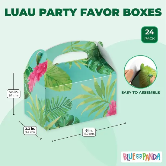 Treat Boxes - 24-Pack Paper Party Favor Boxes, Tropical Floral Design for Birthdays and Events, 6 x 3 x 3 inches Blue {4}