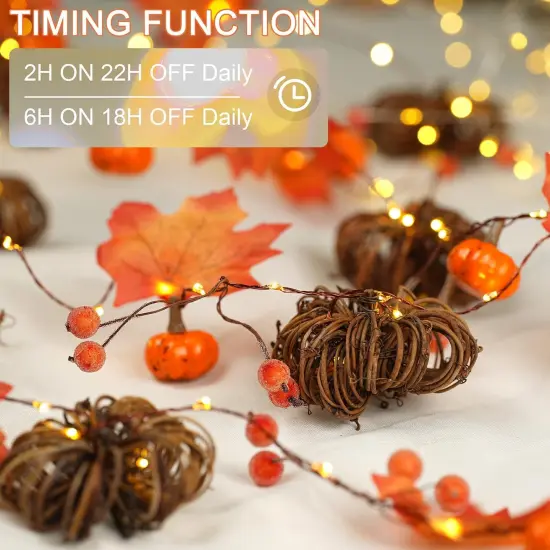 Fall Maple Leaves String Lights - 6.6ft 60 LEDs (Orange Pumpkin) {3}