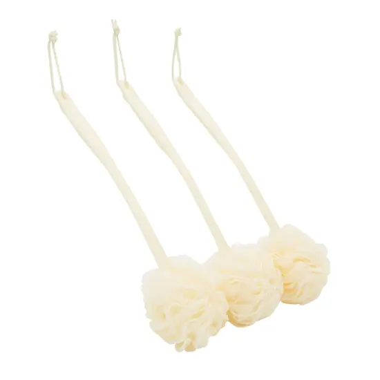 3 Pack Long Handled Loofah Back Scrubber, Exfoliating Body Sponge for Shower, Bath (18 In) Yellow {7}
