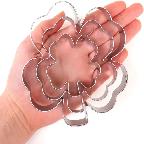 St Patrick's Day Clover Cookie Cutter Set 3 Piece Stainless Steel Shamrock {3}