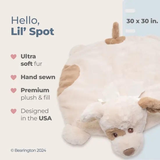 Bearington Baby Lil' Spot Belly Blanket, Beige Puppy Dog Plush Stuffed Animal Tummy Time Play Mat Multicolor {2}