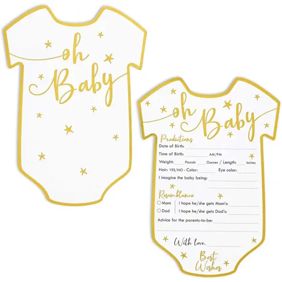 Baby Shower Predictions and Advice Cards, 50 Pack, Gold Foil, 5 x 7 in {1}