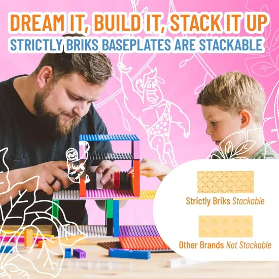 Strictly Briks Large Classic Stackable Baseplates, Building Bricks For Towers, Shelves, and More, 100% Compatible with All Major Brands, Nature Colors, 12 Pack, 10x10 Inches Brown {5}