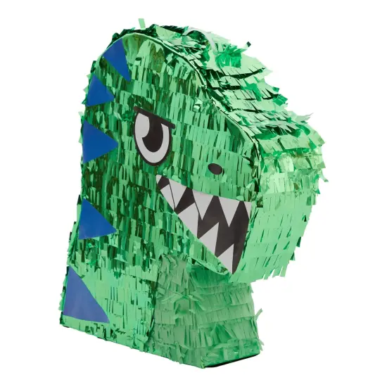 Dinosaur Pinata for Boys Birthday T-Rex Themed Party Supplies, Green Foil Dino Decorations (Small, 11.7 x 3.0 x 15.7 In) {1}