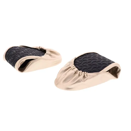 Gold Foldable Ballet Flats for Women, Roll Up Flats with Zipper Pouch, US Size 10-11 {6}