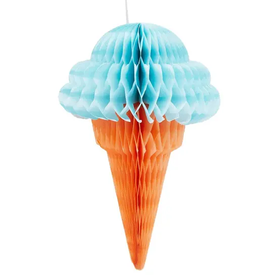 16 Pack Hanging Honeycomb Ice Cream Party Decorations for Birthday, Baby Shower, Celebration, 4 Colors (4 x 6 In) Multicolor {7}