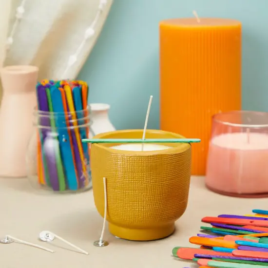 Wooden Wick Holders for Candle Making, Centering Tool (4.4 x 0.35 x 0.08 Inches, 6 Colors, 250 Pack) Multicolor {2}