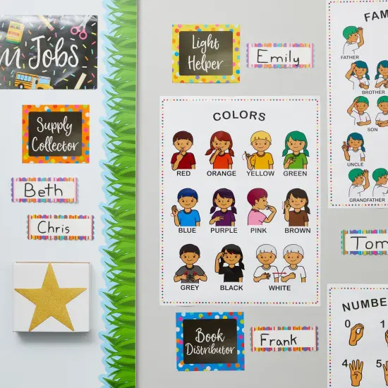 Sign Language Posters for Kids, Teacher Classroom Supplies (13 x 17 In, 8 Pack) Multicolor {2}