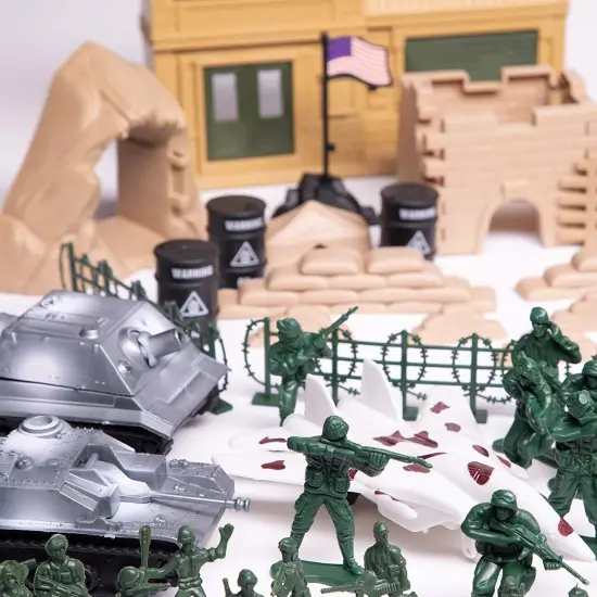BLUE PANDA 300 Piece Military Toys Plastic Army Men with Tanks, Planes, Flags and Accessories for Boys Ages 8-14 {3}