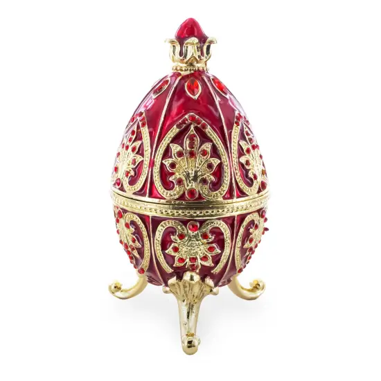 Red Royal Jeweled Inspired Imperial Easter Egg 4.5 Inches {1}
