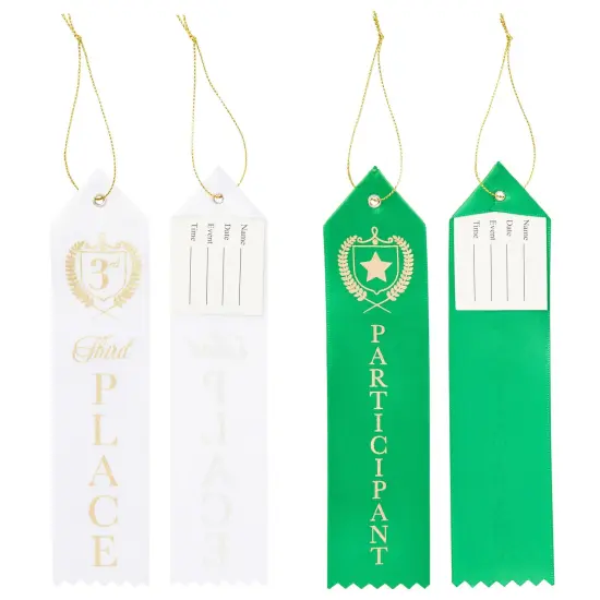 Award Ribbons, 1st, 2nd, 3rd Place, and Participant (2 x 8 In, 4 Colors, 100 Pack) Multicolor {4}