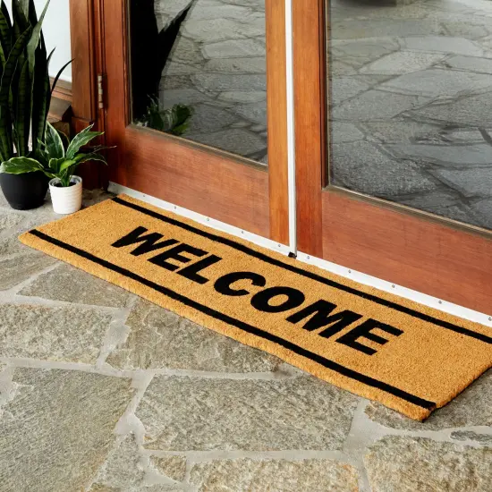 17x60 inch Natural Coco Coir Welcome Mat, Large Oversized Door Mat, Long Entryway Rug with Non-Slip Rubber Backing, Narrow Outdoor Mat for Home Entrance, Small Business Brown {2}