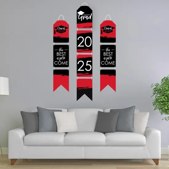 Big Dot of Happiness Red Grad - Best is Yet to Come - Hanging Vertical Paper Door Banners - 2025 Red Grad Party Wall Decor Kit - Indoor Door Decor {3}
