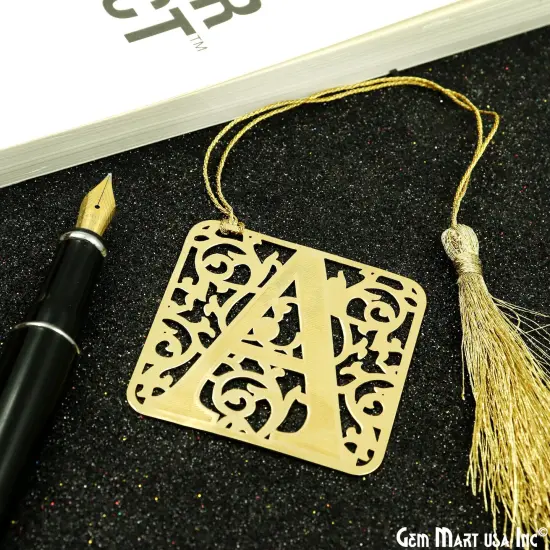 A Alphabet Bookmark With Tassel. Gold Plated Bookmark, Reader Gift, Handmade Bookmark, Page Marker, Aesthetic Gift. 50mm {1}
