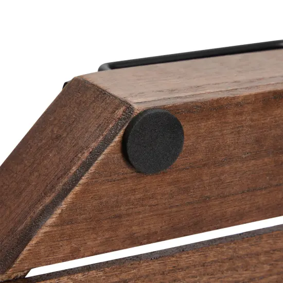 Farmlyn Creek Decorative Rustic Wooden Serving Tray with Metal Handles for Candles, Coffee Table, Farmhouse Home Decor (11.75 x 11.75 x 2.75 In) Brown {5}