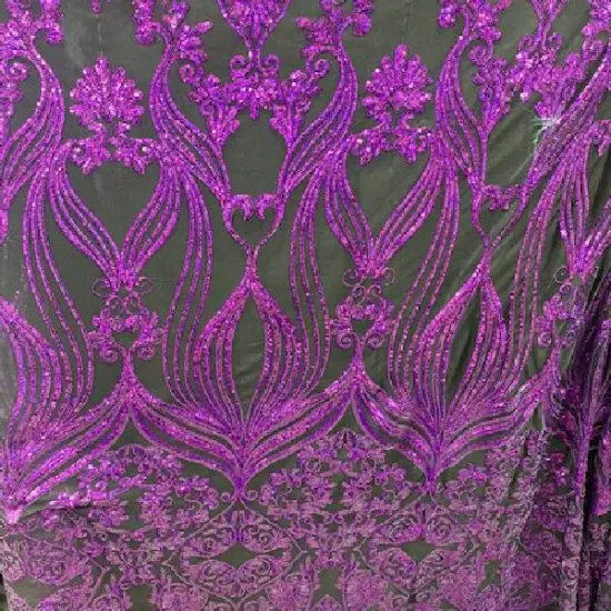 1 Yard Damask Design Embroidered Mesh Lace Fabric 48-50" Wide 100% Polyester for Evening & Bridal Wear Hunter Green {5}