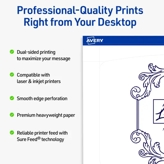 Avery Printable Arched Rectangle Flat Cards, Sure Feed Technology, 5" x 7", Matte White Cardstock, Laser/Inkjet Printable, 20 Total, Great for Product Branding, Marketing, and More {2}