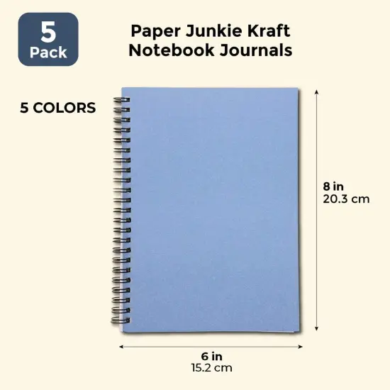 5 Pack 6x8 inch Spiral Journals, Small Notebooks Bulk with 120 Lined Pages for Work, Students, School, Writing (5 Colors Kraft Paper Covers) Multicolor {6}