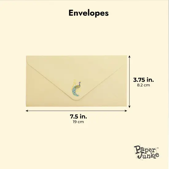 Lined Peacock Stationery Paper and Envelopes Set, Gold Foil (10.25x7.25 In, 48 Pack) Brown {4}