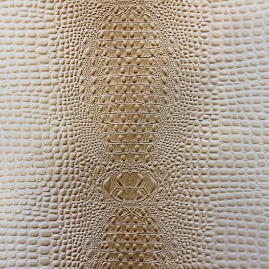 1 Yard 3D Embossed Gator Vinyl Fabric Faux Alligator Upholstery Craft Material Durable 56" Width Light Beige {1}