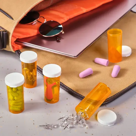 50 Pack Empty Pill Bottles with Caps for Prescription Medication, 8-Dram Plastic Medicine Containers (Orange) {5}