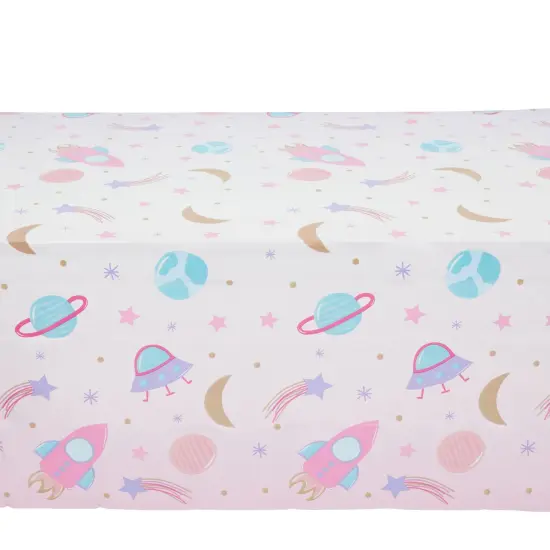 3 Pack Pink Plastic Space Table Cover for Girls Outer Space Birthday Party Supplies (54 x 108 In) {4}
