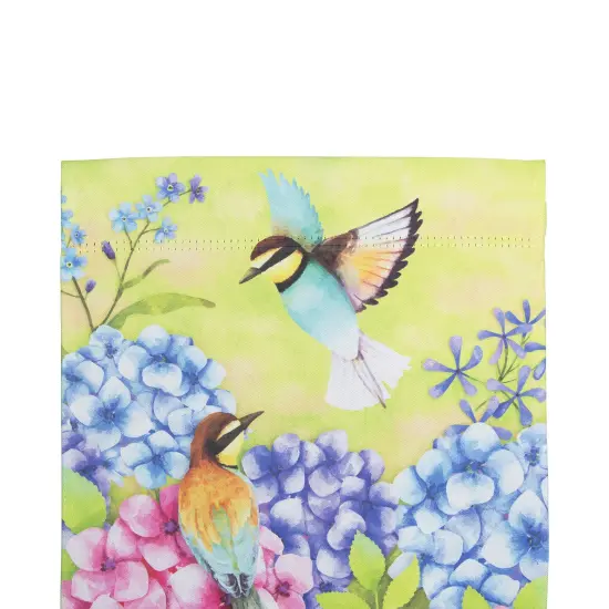 Northlight Welcome Floral Hummingbird Outdoor Garden Flag 12.5" x 18" Blue {6}