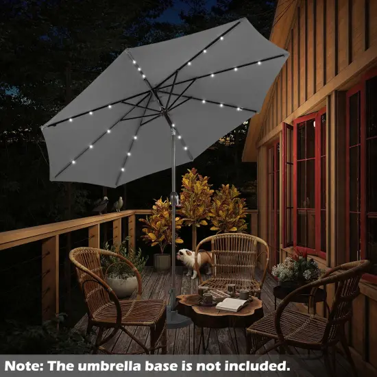 Costway 10' Solar LED Lighted Patio Market Umbrella Shade Tilt Adjustment Crank Tan/Beige/Blue/Navy/Burgundy/Gray {4}